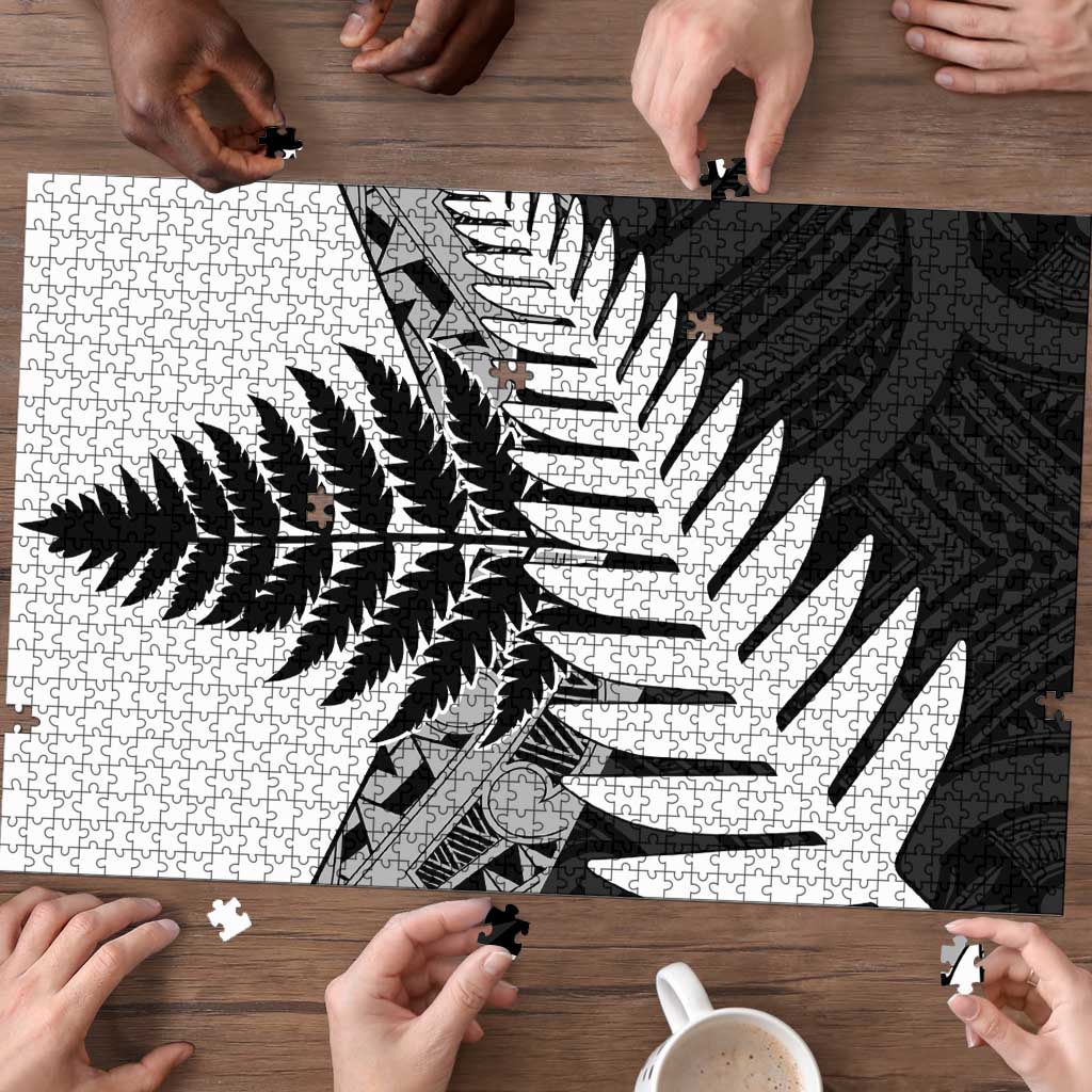 New Zealand Silver Fern Puzzle Maori Koru Mixed Taniko Pattern - Aussie Hoodie