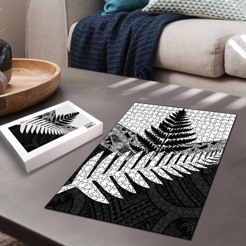 New Zealand Silver Fern Puzzle Maori Koru Mixed Taniko Pattern - Aussie Hoodie