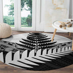New Zealand Silver Fern Round Carpet Maori Koru Mixed Taniko Pattern