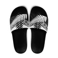 New Zealand Silver Fern Slide Sandals Maori Koru Mixed Taniko Pattern - Aussie Hoodie