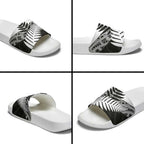 New Zealand Silver Fern Slide Sandals Maori Koru Mixed Taniko Pattern - Aussie Hoodie