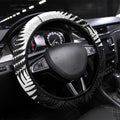 New Zealand Silver Fern Steering Wheel Cover Maori Koru Mixed Taniko Pattern