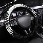 New Zealand Silver Fern Steering Wheel Cover Maori Koru Mixed Taniko Pattern