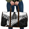 New Zealand Silver Fern Travel Bag Maori Koru Mixed Taniko Pattern - Aussie Hoodie