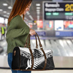 New Zealand Silver Fern Travel Bag Maori Koru Mixed Taniko Pattern - Aussie Hoodie