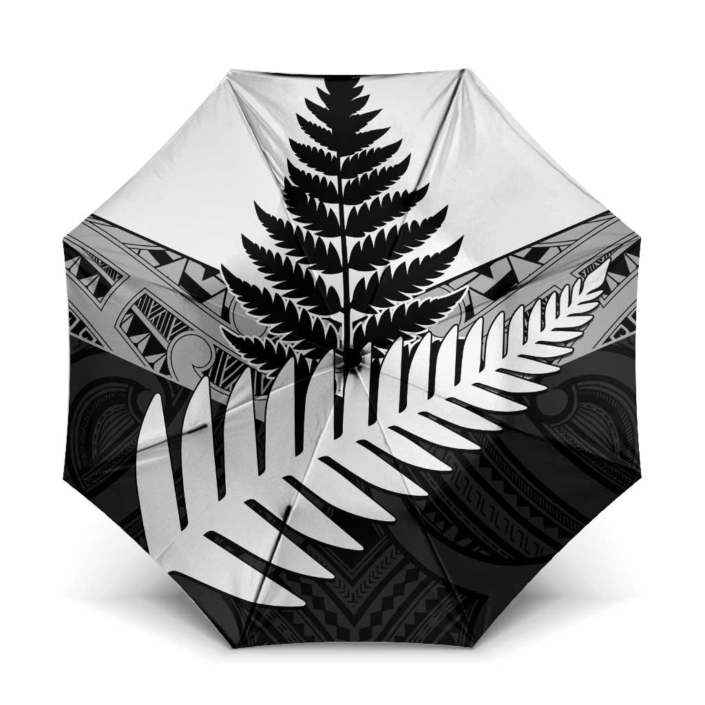 New Zealand Silver Fern Umbrella Maori Koru Mixed Taniko Pattern - Aussie Hoodie