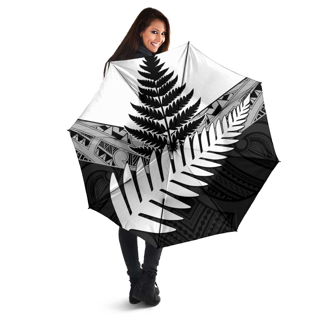 New Zealand Silver Fern Umbrella Maori Koru Mixed Taniko Pattern - Aussie Hoodie
