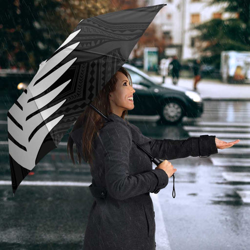New Zealand Silver Fern Umbrella Maori Koru Mixed Taniko Pattern - Aussie Hoodie
