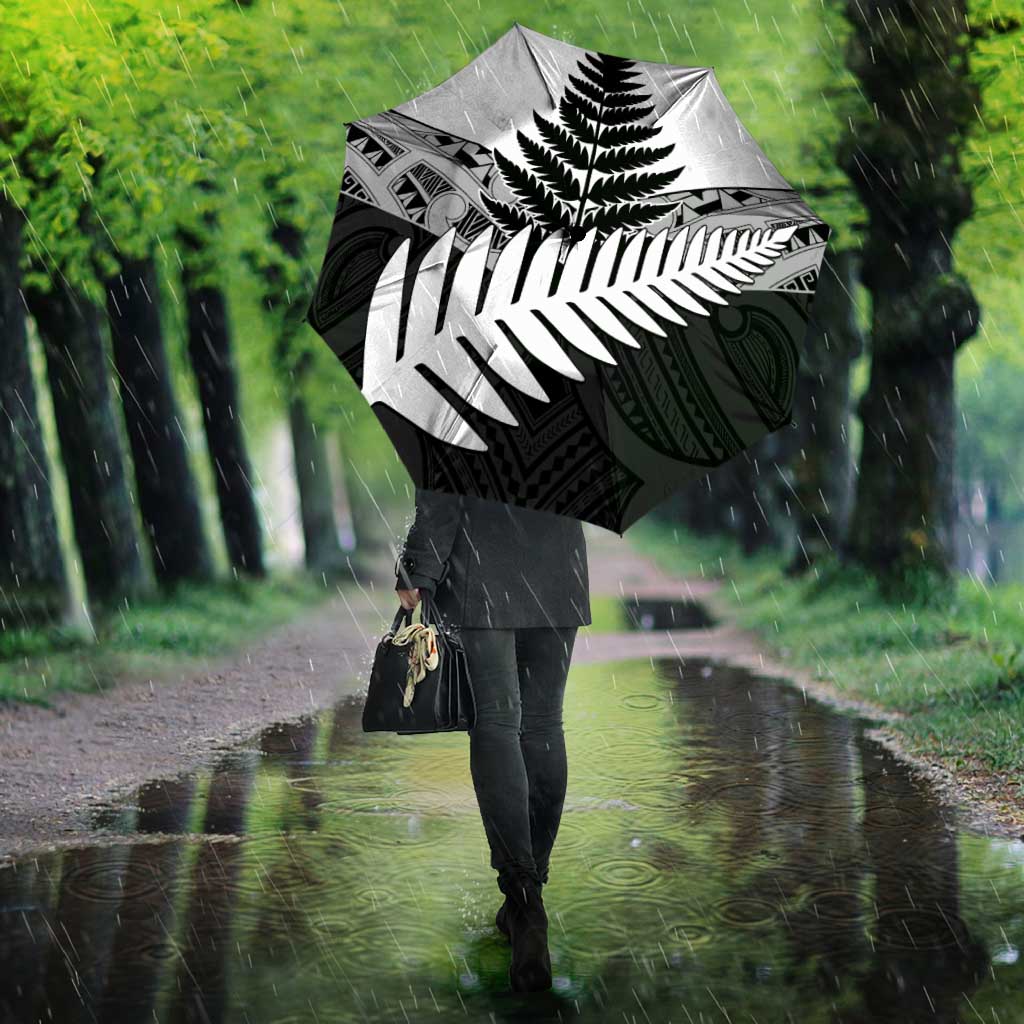 New Zealand Silver Fern Umbrella Maori Koru Mixed Taniko Pattern - Aussie Hoodie