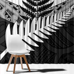 New Zealand Silver Fern Window Curtain Maori Koru Mixed Taniko Pattern