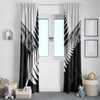 New Zealand Silver Fern Window Curtain Maori Koru Mixed Taniko Pattern