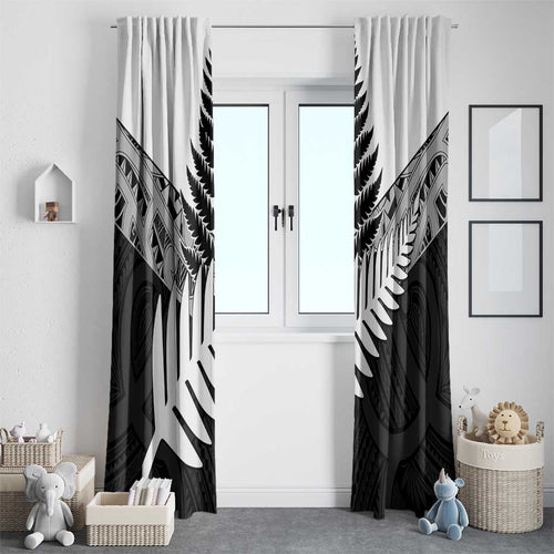 New Zealand Silver Fern Window Curtain Maori Koru Mixed Taniko Pattern