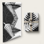 New Zealand Silver Fern Wrapping Paper Maori Koru Mixed Taniko Pattern - Aussie Hoodie