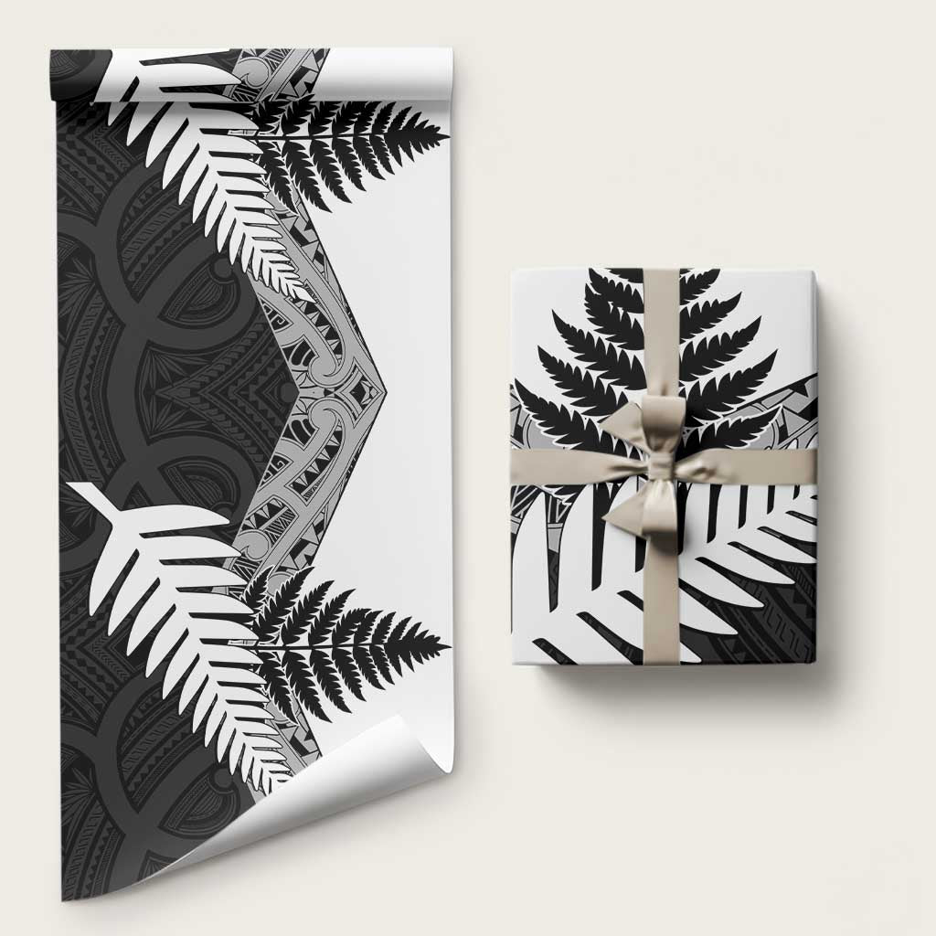 New Zealand Silver Fern Wrapping Paper Maori Koru Mixed Taniko Pattern - Aussie Hoodie