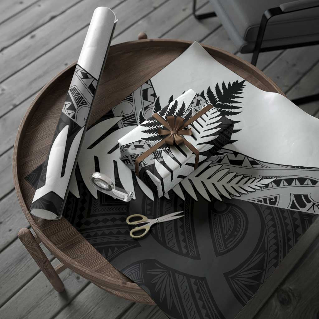 New Zealand Silver Fern Wrapping Paper Maori Koru Mixed Taniko Pattern - Aussie Hoodie