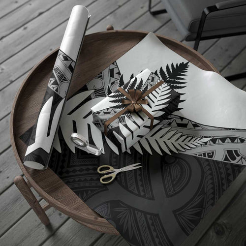 New Zealand Silver Fern Wrapping Paper Maori Koru Mixed Taniko Pattern - Aussie Hoodie