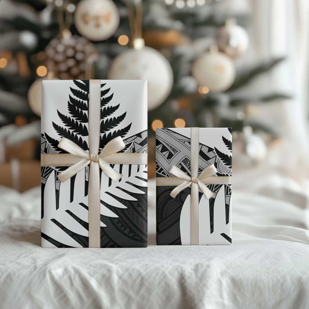 New Zealand Silver Fern Wrapping Paper Maori Koru Mixed Taniko Pattern - Aussie Hoodie