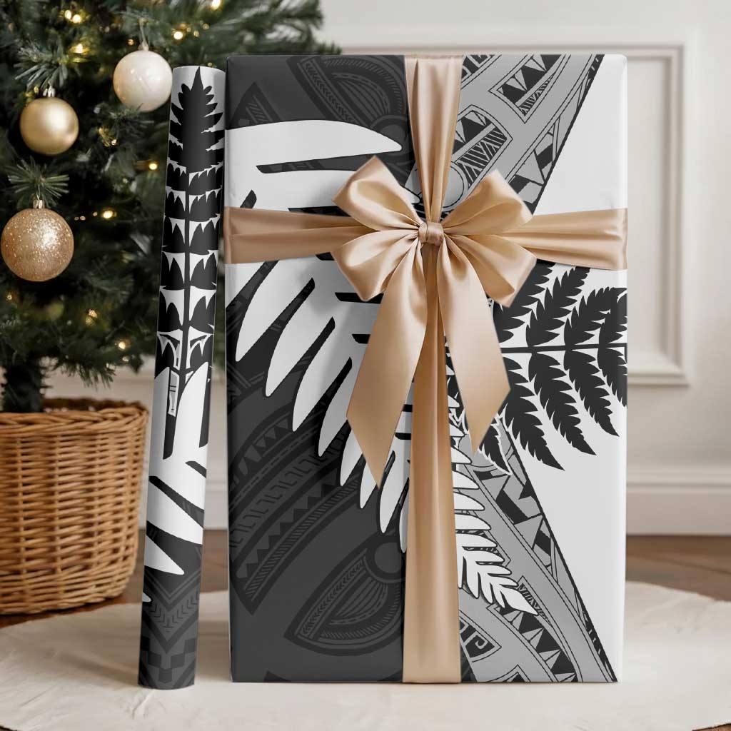 New Zealand Silver Fern Wrapping Paper Maori Koru Mixed Taniko Pattern - Aussie Hoodie