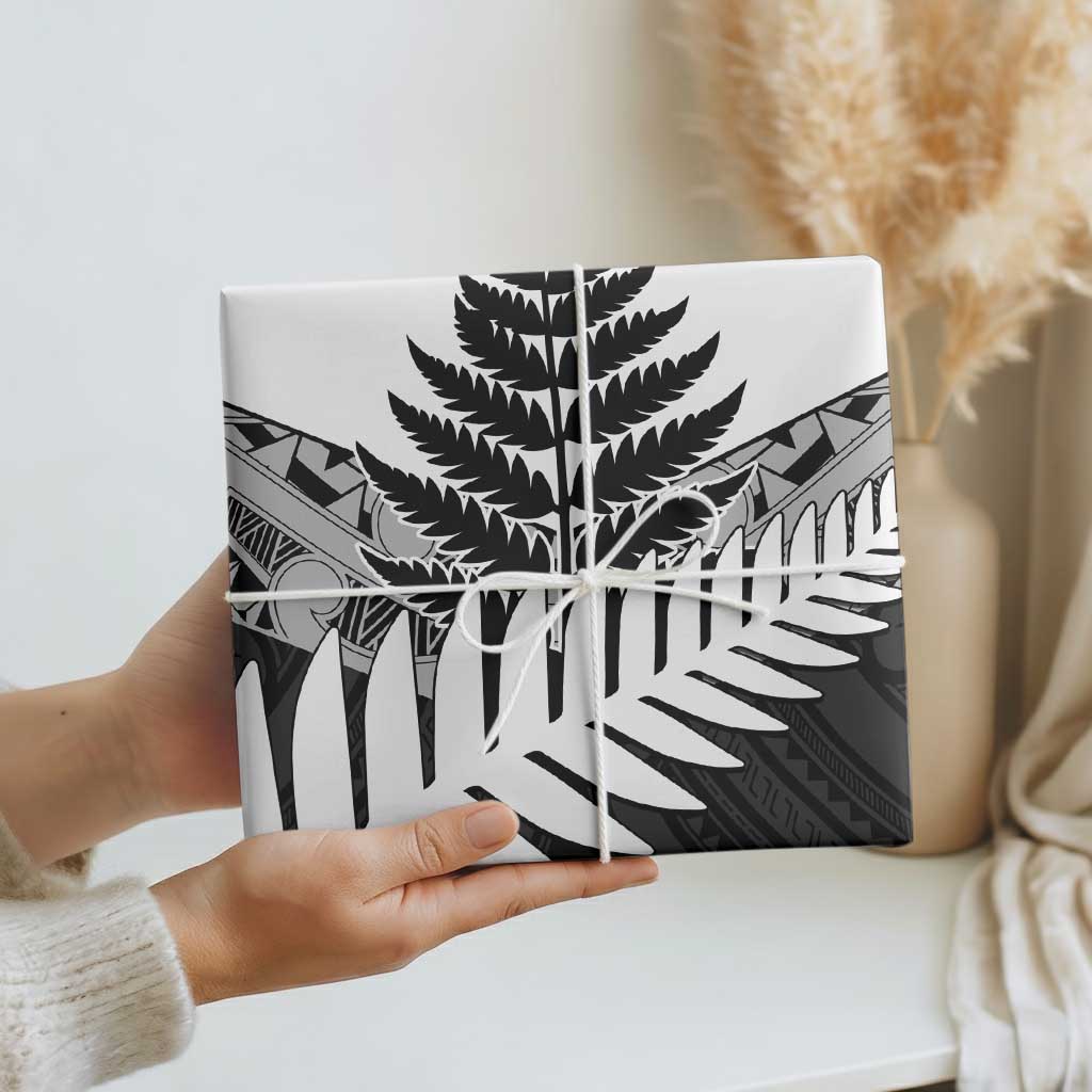 New Zealand Silver Fern Wrapping Paper Maori Koru Mixed Taniko Pattern - Aussie Hoodie
