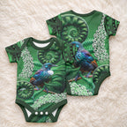 Tui Bird Koru Silver Fern Aotearoa Baby Onesie