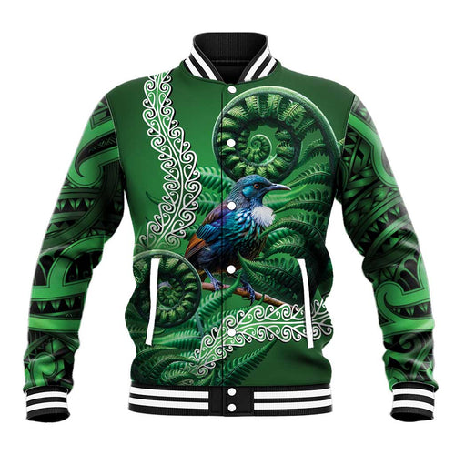 Tui Bird Koru Silver Fern Aotearoa Baseball Jacket