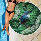 Tui Bird Koru Silver Fern Aotearoa Beach Blanket