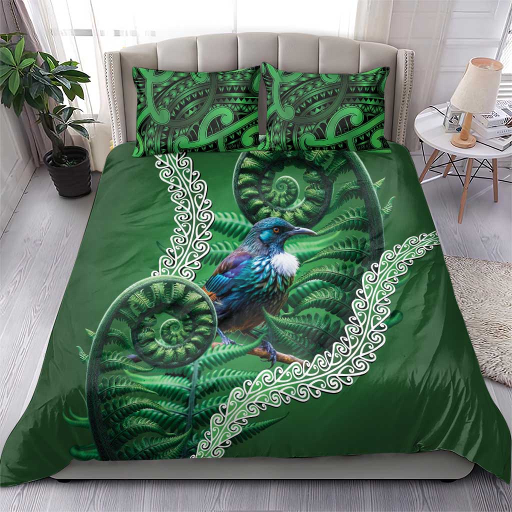 Tui Bird Koru Silver Fern Aotearoa Bedding Set