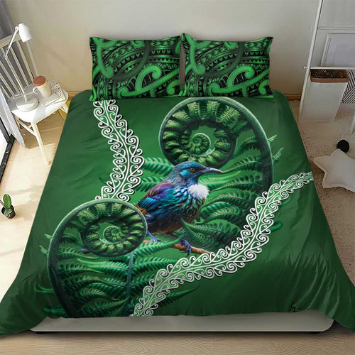 Tui Bird Koru Silver Fern Aotearoa Bedding Set