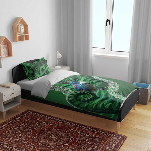 Tui Bird Koru Silver Fern Aotearoa Bedding Set