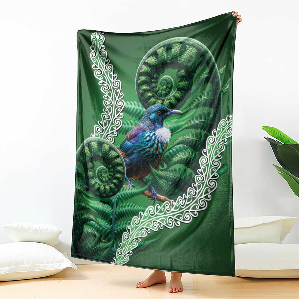 Tui Bird Koru Silver Fern Aotearoa Blanket