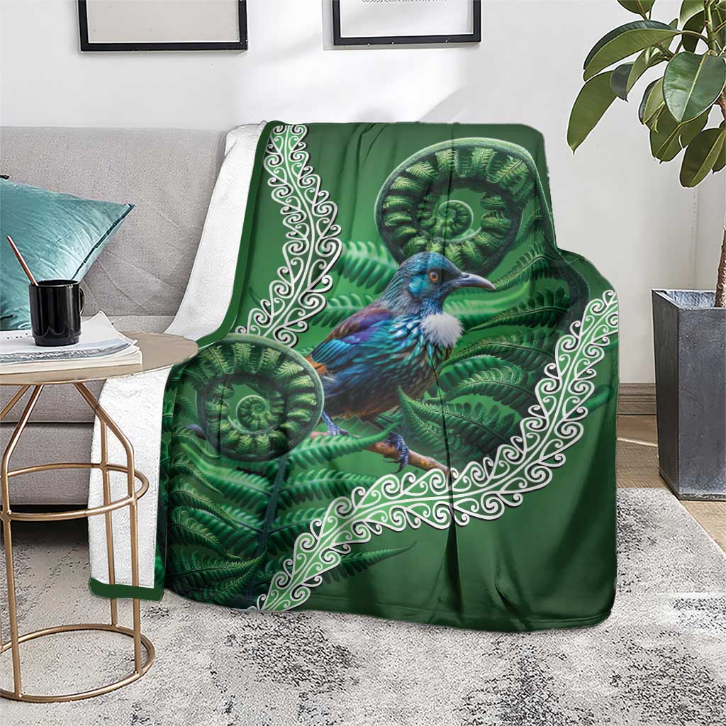 Tui Bird Koru Silver Fern Aotearoa Blanket