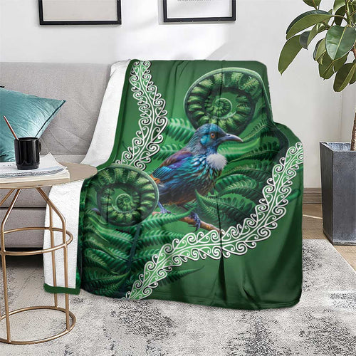 Tui Bird Koru Silver Fern Aotearoa Blanket