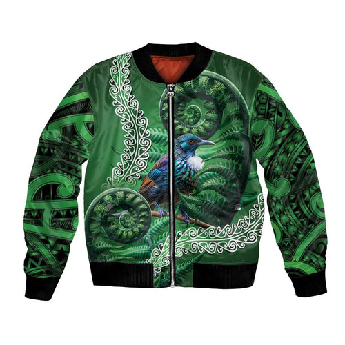 Tui Bird Koru Silver Fern Aotearoa Bomber Jacket