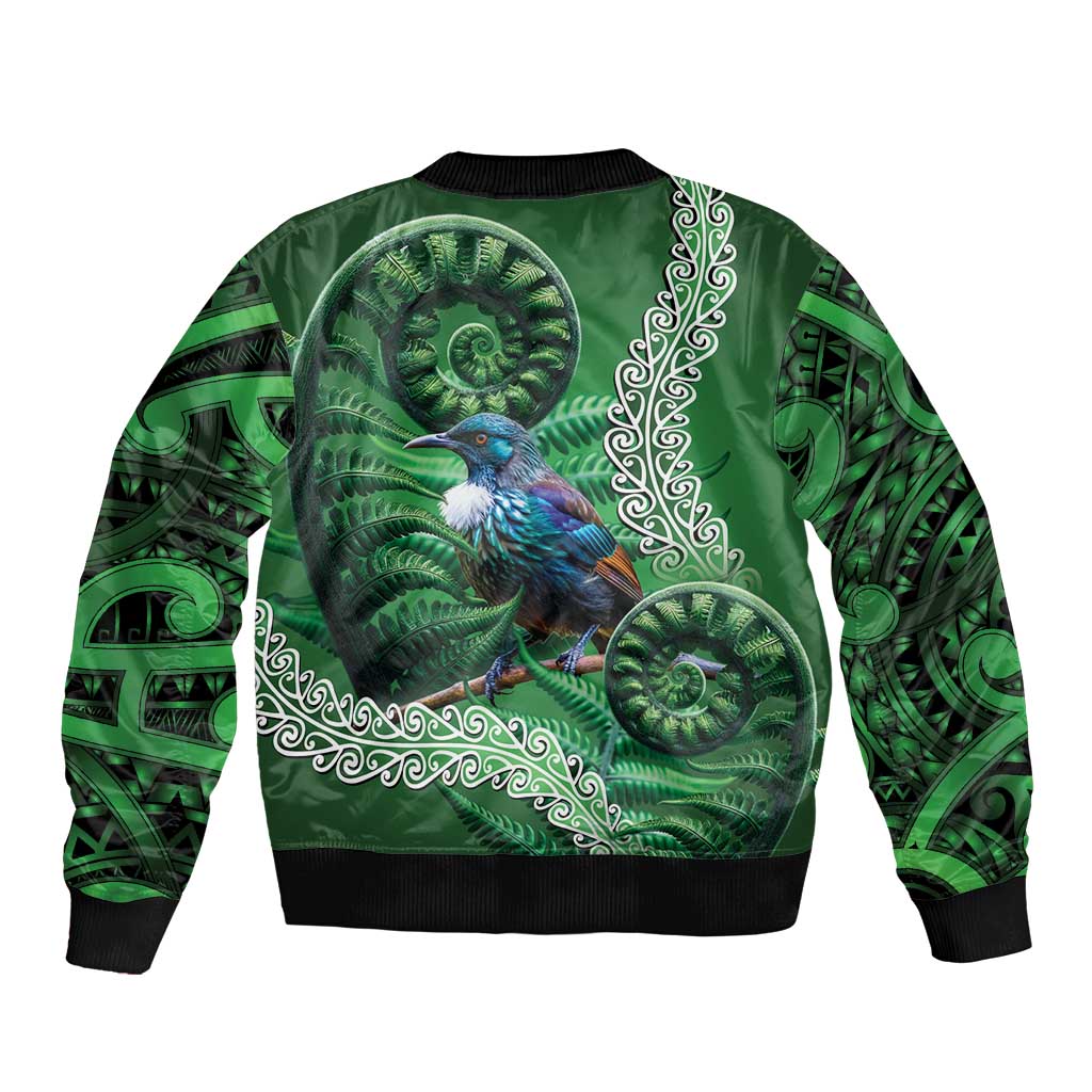 Tui Bird Koru Silver Fern Aotearoa Bomber Jacket