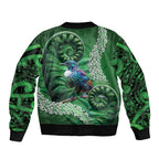 Tui Bird Koru Silver Fern Aotearoa Bomber Jacket
