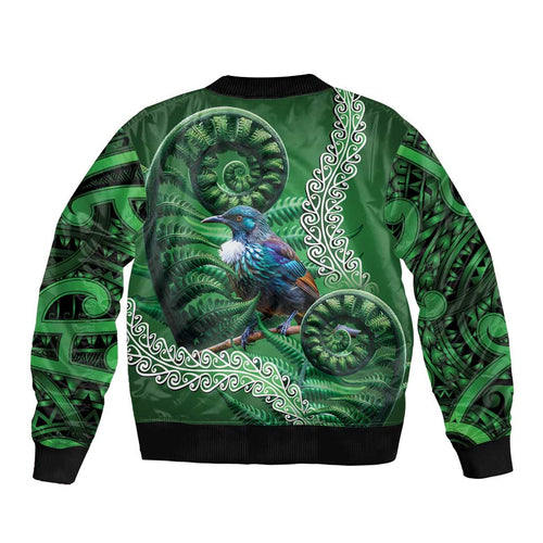 Tui Bird Koru Silver Fern Aotearoa Bomber Jacket