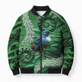 Tui Bird Koru Silver Fern Aotearoa Bomber Puffer Jacket