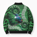 Tui Bird Koru Silver Fern Aotearoa Bomber Puffer Jacket