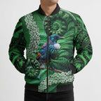 Tui Bird Koru Silver Fern Aotearoa Bomber Puffer Jacket