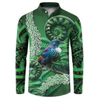 Tui Bird Koru Silver Fern Aotearoa Button Sweatshirt