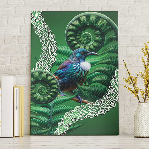 Tui Bird Koru Silver Fern Aotearoa Canvas Wall Art