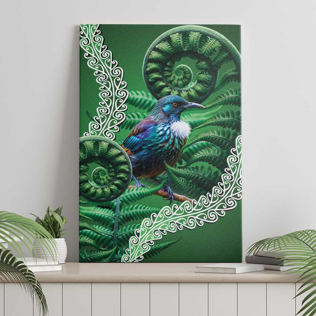Tui Bird Koru Silver Fern Aotearoa Canvas Wall Art