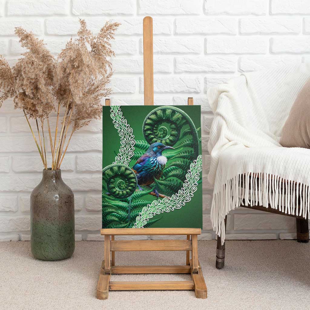 Tui Bird Koru Silver Fern Aotearoa Canvas Wall Art
