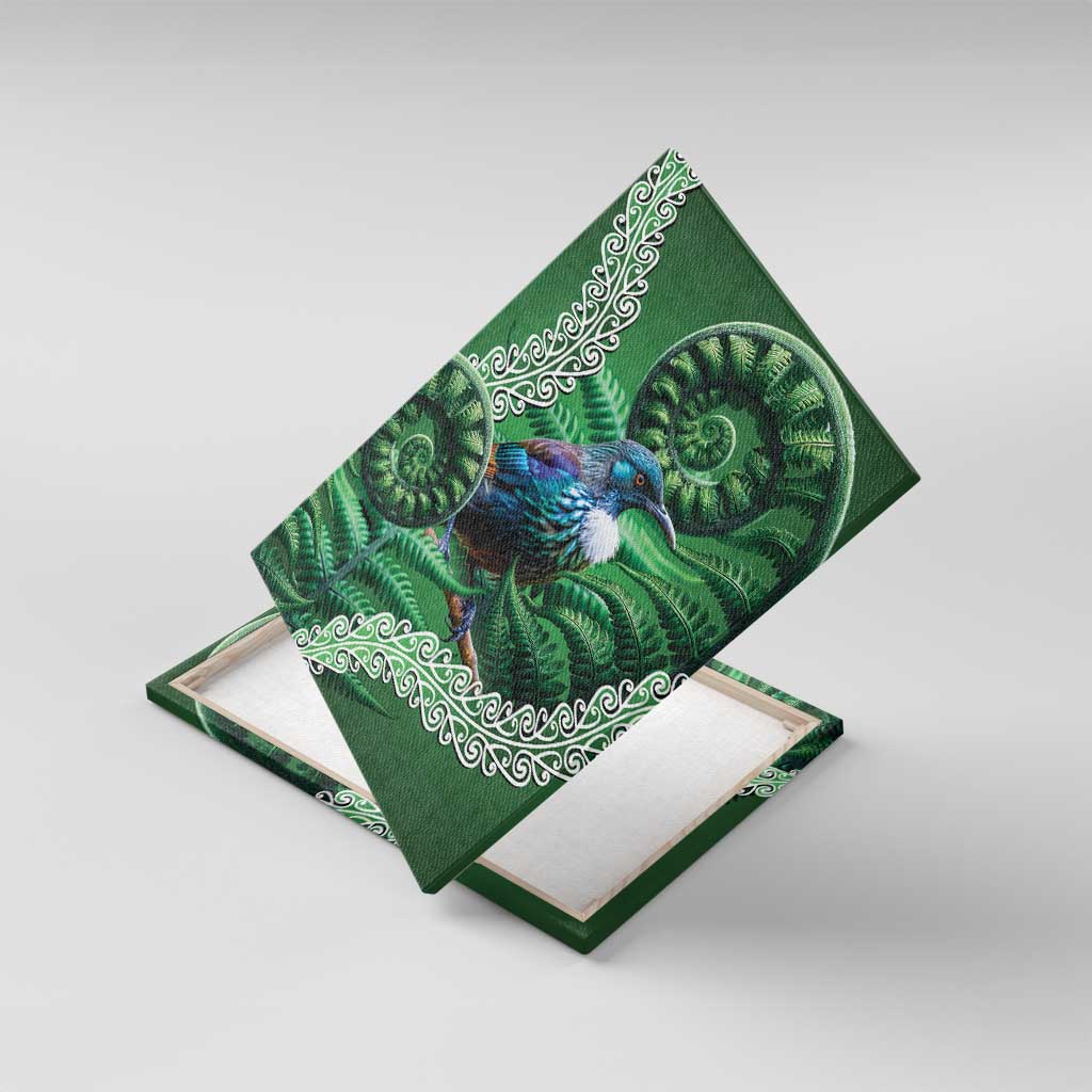Tui Bird Koru Silver Fern Aotearoa Canvas Wall Art