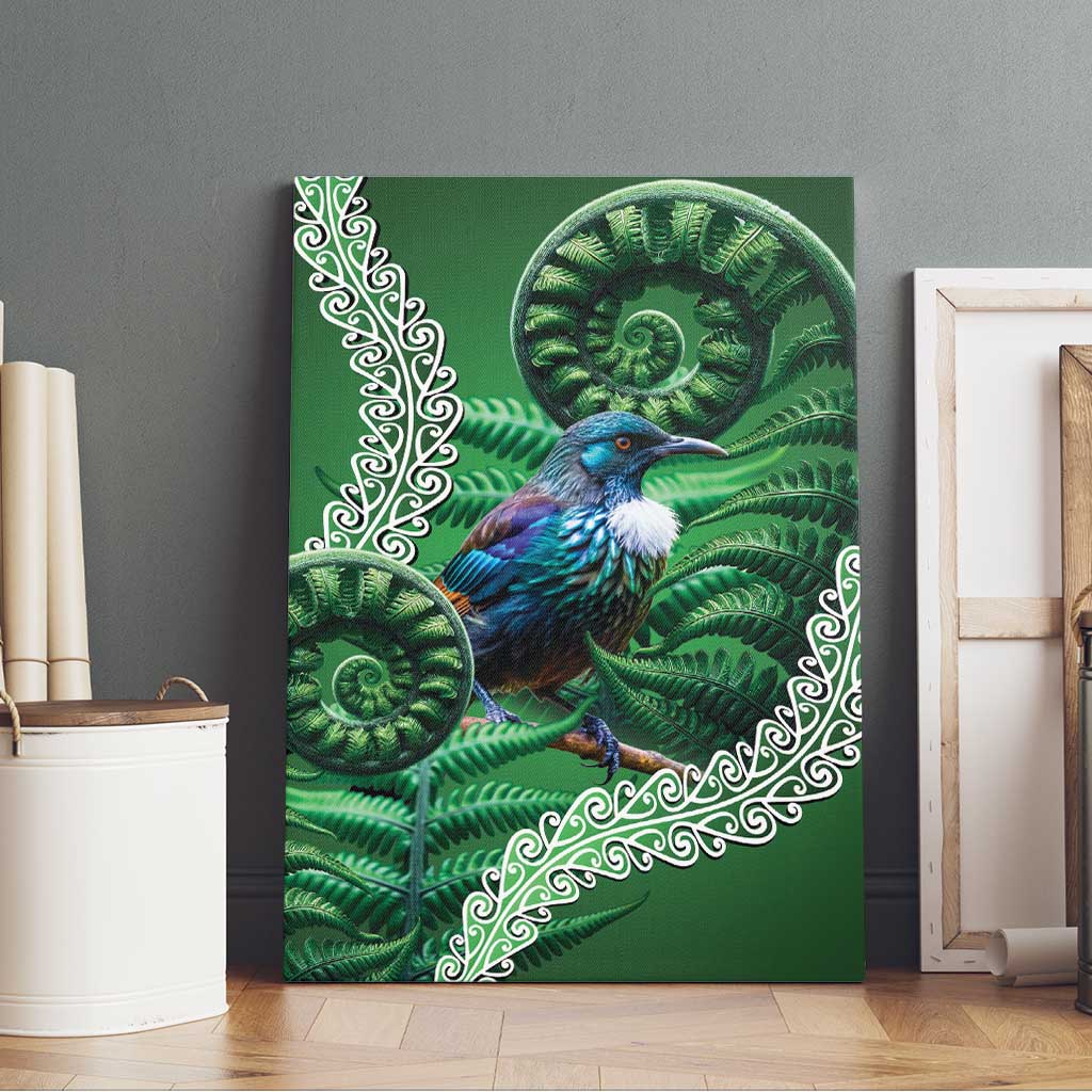 Tui Bird Koru Silver Fern Aotearoa Canvas Wall Art