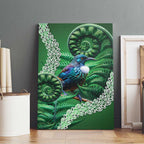 Tui Bird Koru Silver Fern Aotearoa Canvas Wall Art