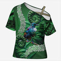 Tui Bird Koru Silver Fern Aotearoa Cross Shoulder Shirt