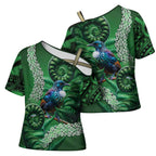 Tui Bird Koru Silver Fern Aotearoa Cross Shoulder Shirt