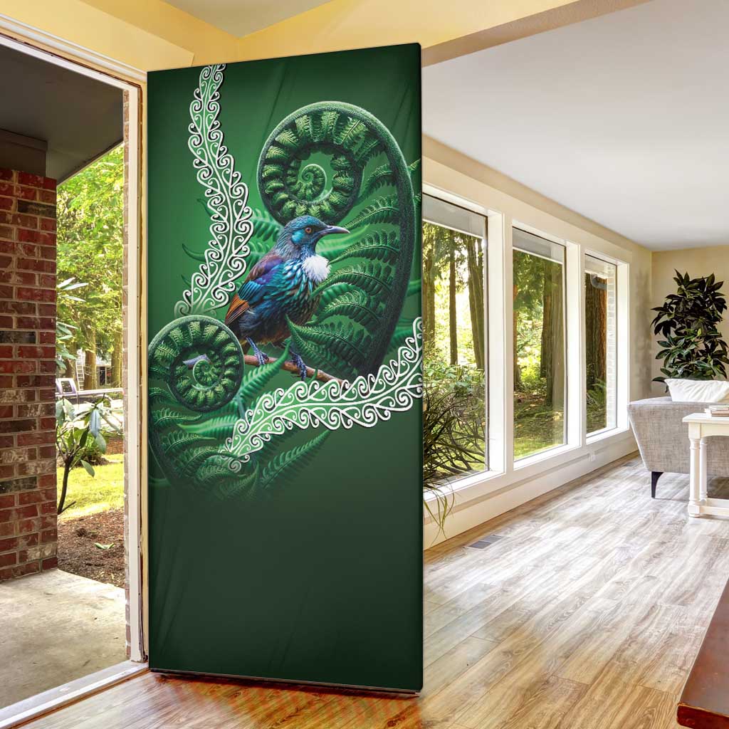 Tui Bird Koru Silver Fern Aotearoa Door Cover