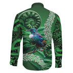 Tui Bird Koru Silver Fern Aotearoa Family Matching Off The Shoulder Long Sleeve Dress and Hawaiian Shirt